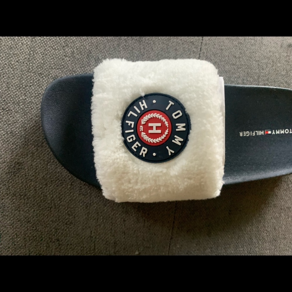 Dotty faux shearling slide sandals